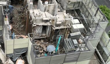 The Nakagin Capsule Tower, as seen this morning