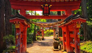 The entrance to Takkoku no Iwaya Shrine near Hiraizumi, Iwate Prefecture [OC]