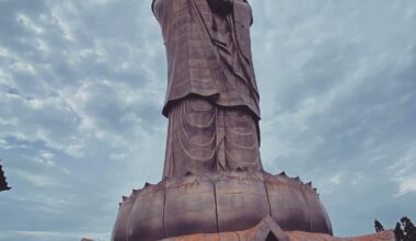 This giant statue stands at about 73 meters high and it’s left partially abandoned.