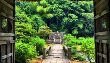 Gateway through to wild garden at Gesshouji Temple, Matsue, Shimane Prefecture [OC]