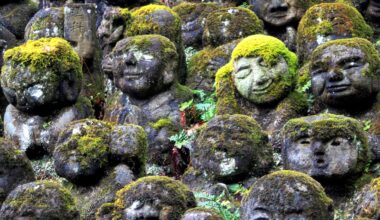 Statues of rakan, the Buddha's disciples, Otagi Nenbutsuji Temple, Kyoto