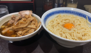 The legendary tsukemen at Chukasoba Benten in Tokyo (extra menma, extra chashu!)