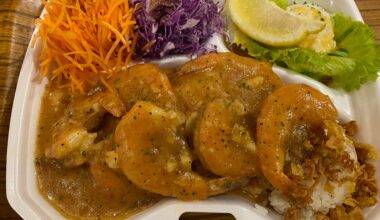 Garlic shrimp plate in Okinawa