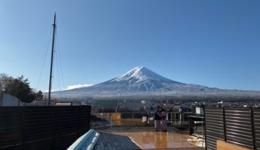 Mount Fuji shot from Konansou’s rooftop foot bath - Dec 2019