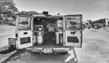 Back of a burger van. Okazaki.