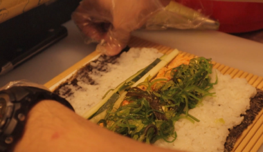 Fried Futomaki being made