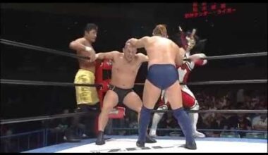 Jushin Thunder Liger, Masakatsu Funaki, and Takuma Sano vs Suzuki-gun (Minoru Suzuki and Taichi) and Atsushi Aoki: New Japan Pro Wrestling/All Japan Pro Wrestling/Pro Wrestling NOAH - NJPW/AJPW/NOAH All Together, August 27, 2011