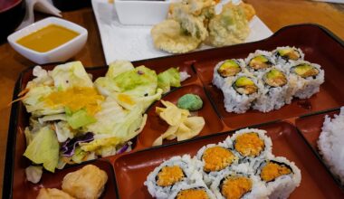 Bento w/ spicy salmon, and avocado/eel/salmon maki - Volcano - Morgantown, WV