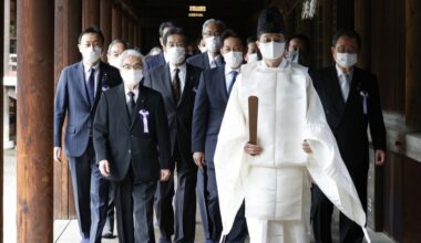 Group of over 100 Japan lawmakers visit war-linked Yasukuni shrine