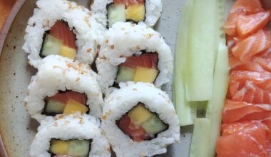 First attempt at uramaki with a side of fancy leftover arrangements