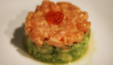 I made Salmon tartare with avocado. Yuzu/ponzu sauce