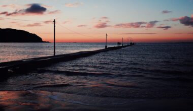 Sunset at a pier in Chiba.