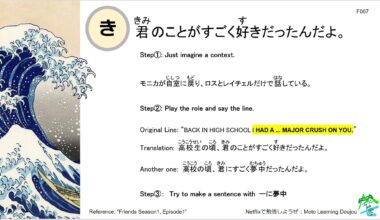 (No.007) Netflixで勉強しようぜ “Friends Season1, Episode1”, I am Japanese. To study English, I am teaching Japanese in English. I made a “君のことがすごく好きだったんだよ。” Card as learning material with Writing Practice.