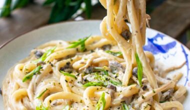 Creamy mushroom udon with miso