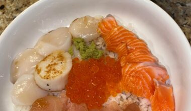 Homemade chirashi don featuring bad knife work