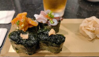 Today's Sushi. Sea squirt, octopus suckers, seaweed