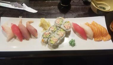 The delicious chef's choice dinner at Hokkaido Japanese Steak and Sushi in Saginaw, MI