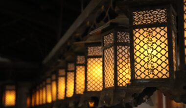 Lanterns lighting the way near Hōzenji Temple in Dotonbori, Osaka.