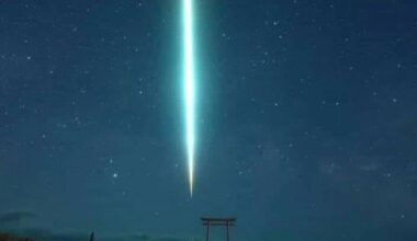 Meteor over Shirahama temple