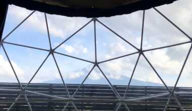 Mt. Fuji as seen inside our Glamping dome.