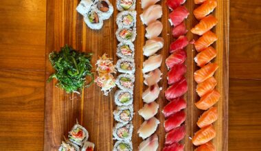 Homemade maguro, sake, and hamachi for dinner