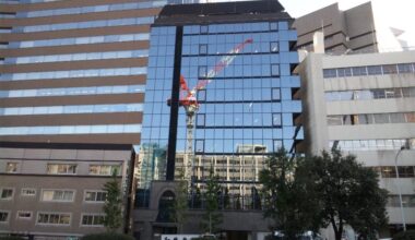 Reflections of a construction project near Kasumigaseki.