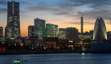 Sunset over Yokohama a couple nights ago.