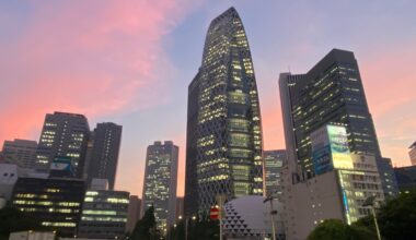 Tonight’s sunset from Shinjuku station