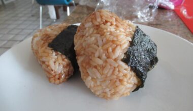 My very first attempt at onigiri. Had to use arborio rice and seasoned with soy sauce, sesame sauce, and salt but still delicious.