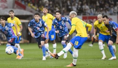 Japan suffer narrow defeat to Brazil on late penalty