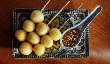 Mitarashi Dango from Demonslayer after binging with babish' recipe. Add me on instagram for more food pics @chef_de_chef_de_chef