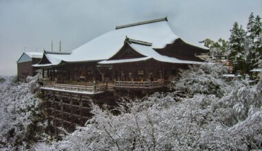 Kiyomizudera Temple main hall, snow day