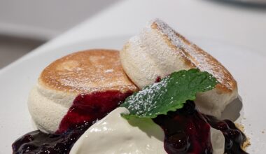 Blueberry and Yuzu Cheesecake Soufflé Pancakes