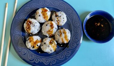 Rice balls with unagi sauce for my mom