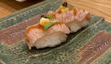 Otoro nigiri with caviar in Plymouth, UK