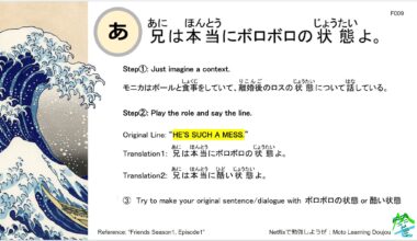 (No.009) Netflixで勉強しようぜ “Friends Season1, Episode1”, I am Japanese. To study English, I am teaching Japanese in English. I made a “兄は本当にボロボロの状態よ。” Card as learning material.