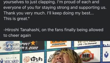 Tanahashi on Fans returning to cheering.