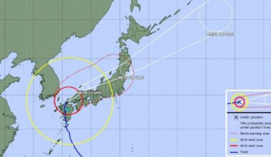 Typhoon Nanmadol approaching west Japan, set to bring torrential rain - The Mainichi