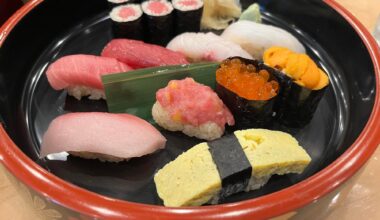 Nigiri, maki, & gunkan maki I had for lunch.