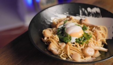 Wafu pasta with scallops & shimeji mushrooms