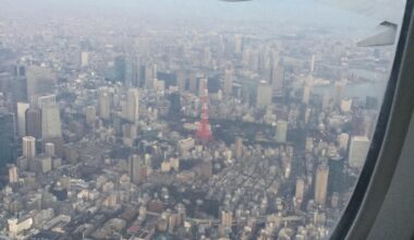 Tokyo Tower from the air.