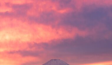 Explosion of colour over Fuji, this evening. (From Chigasaki)