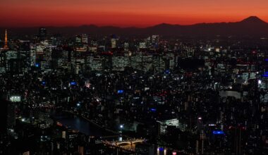 Tokyo Tower and Fuji from Tokyo Skytree