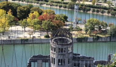 Atomic Bomb Dome in Hiroshima from the top of Orizuru Tower