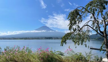 View of Mount Fuji behind Kawaguchiko