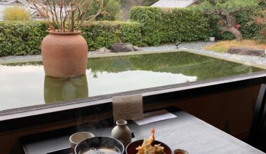 soba noodles with a view in kyoto
