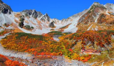 Explosion of autumn colors at Karasawa Cirque, two years ago today (Nagano-ken)