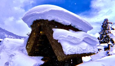 Snow-caked thatched roof in Shirakawa-Go (Feb 22)