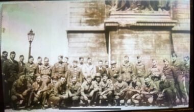 Can anyone help me figure out what/where the monument in the background is? This was taken in 1945-46 Japan.