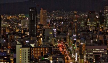 Osaka on a full moon night